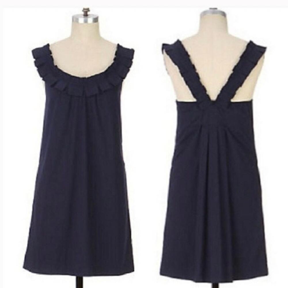 Anthropologie FEI Carambola Shift Dress crisscross back in black size 2